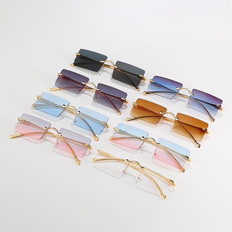 Men's Frameless Square Sunglasses with Tinted Lenses