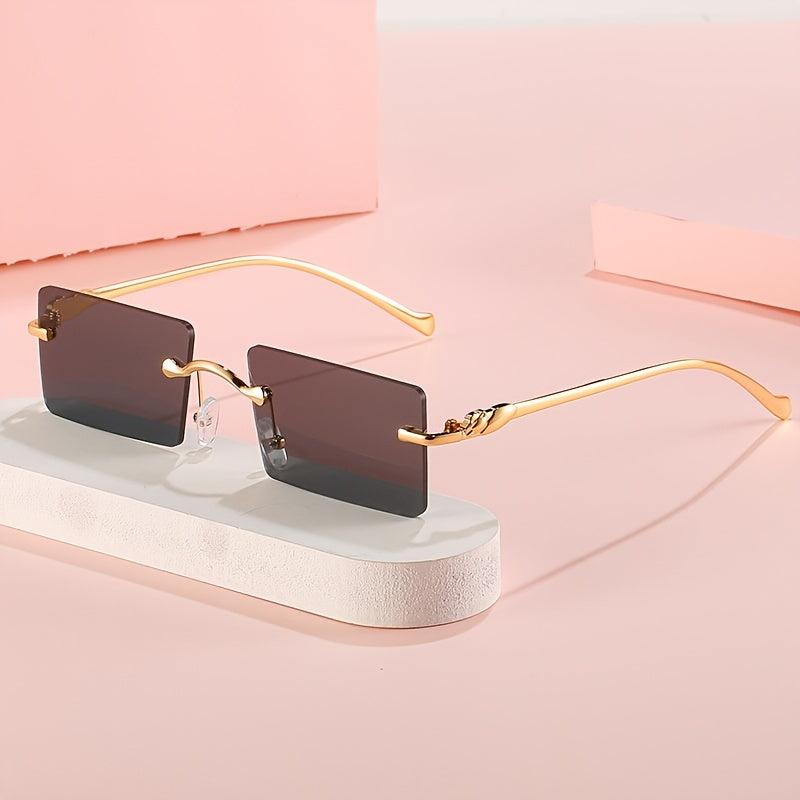 Men's Frameless Square Sunglasses with Tinted Lenses