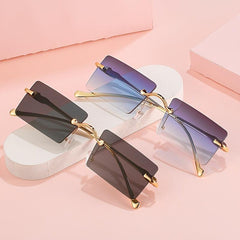 Men's Frameless Square Sunglasses with Tinted Lenses