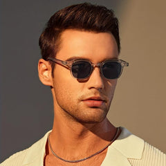 Vintage Gray Round Frame Sunglasses for Men