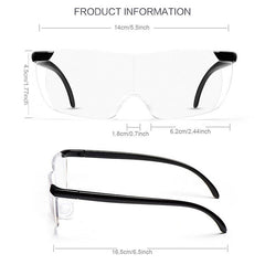 6X Magnification Reading Glasses Big Vision Portable Rimless Diopter 250