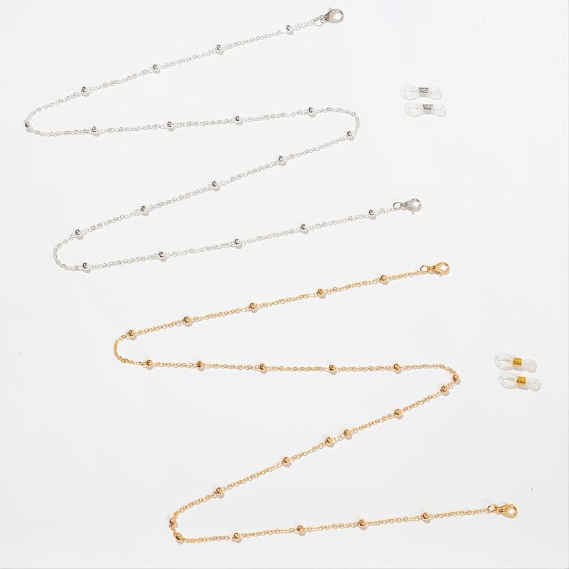 2pcs Beaded Metal Glasses Chain Set