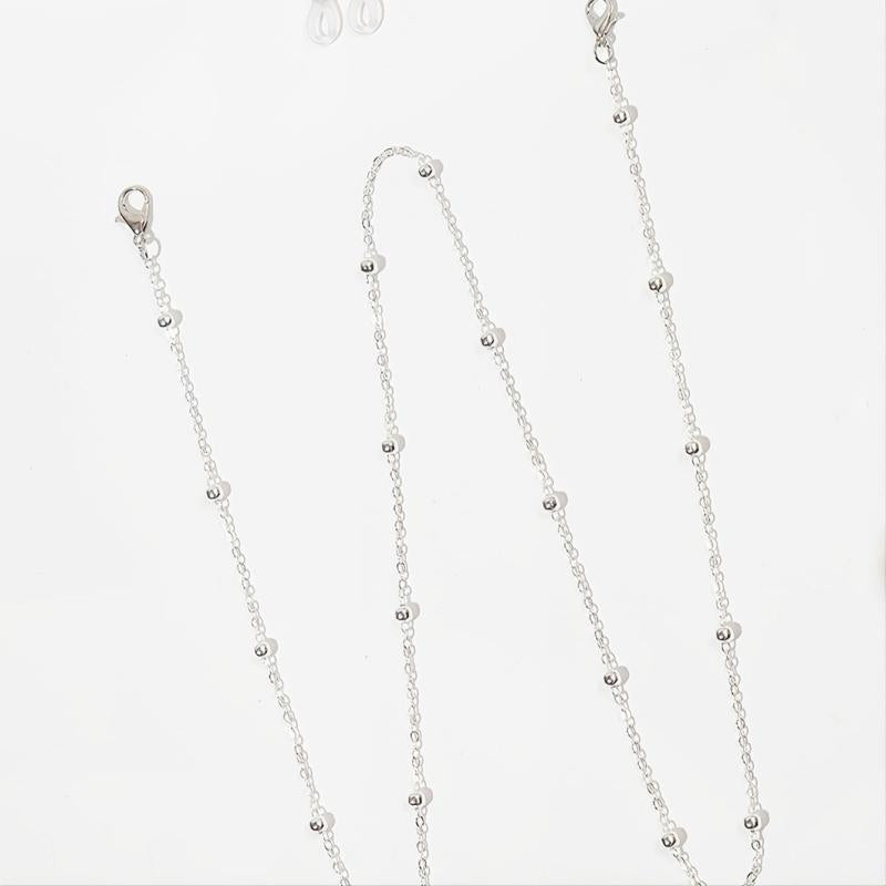 2pcs Beaded Metal Glasses Chain Set
