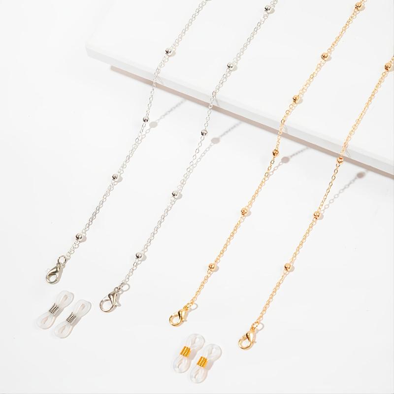 2pcs Beaded Metal Glasses Chain Set