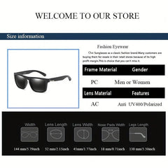 Men's Square Retro Polarized Sunglasses Reflective Film PC Eyewear