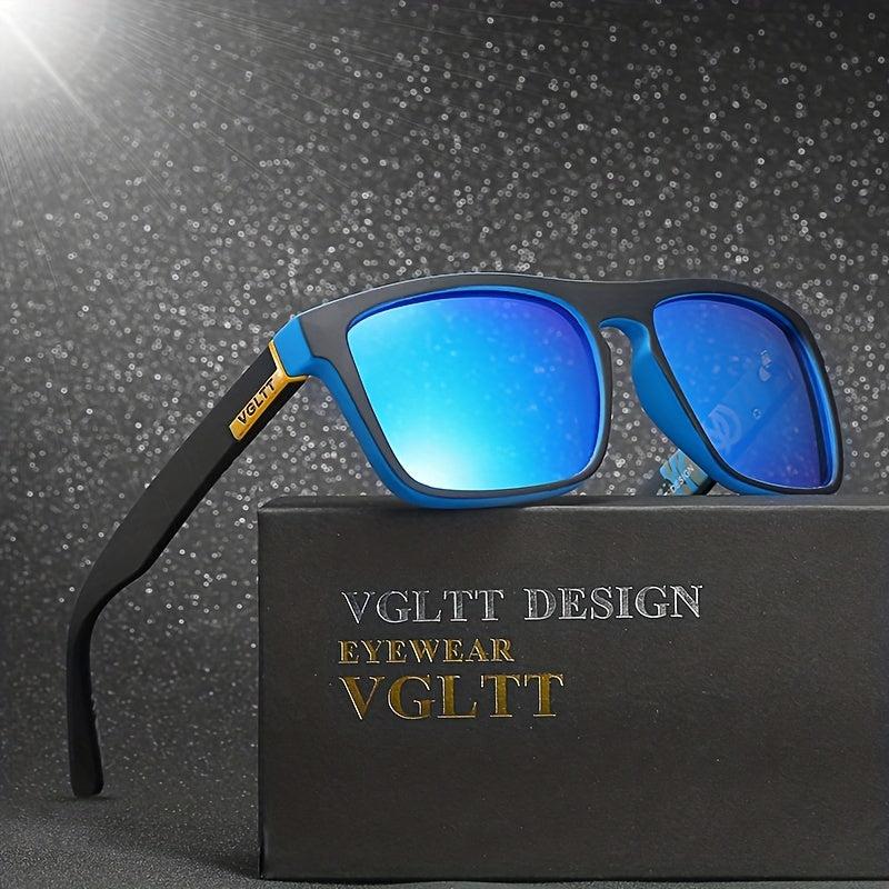 Men's Square Retro Polarized Sunglasses Reflective Film PC Eyewear