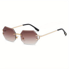 Men's Vintage Octagonal Sunglasses Gradient UV400 Rimless