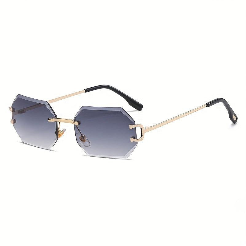 Men's Vintage Octagonal Sunglasses Gradient UV400 Rimless