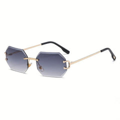 Men's Vintage Octagonal Sunglasses Gradient UV400 Rimless