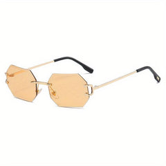 Men's Vintage Octagonal Sunglasses Gradient UV400 Rimless