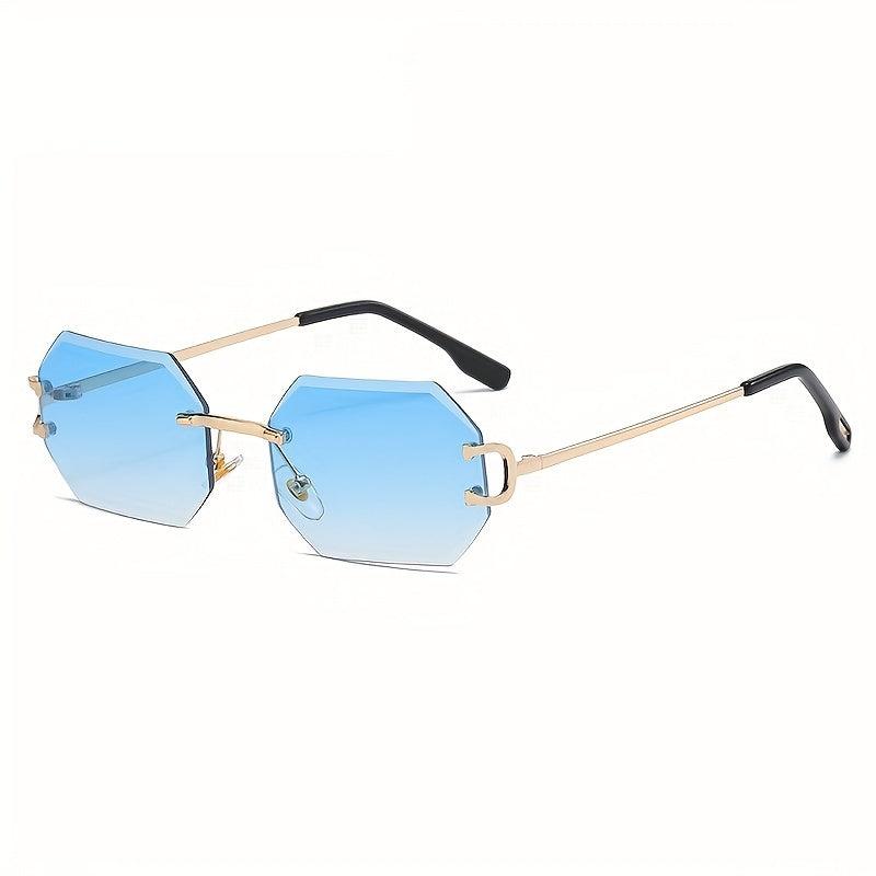 Men's Vintage Octagonal Sunglasses Gradient UV400 Rimless