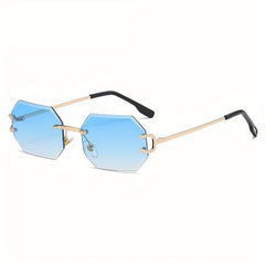 Men's Vintage Octagonal Sunglasses Gradient UV400 Rimless