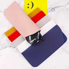 Unisex Portable Soft Leather Sunglasses Bag Red Cover