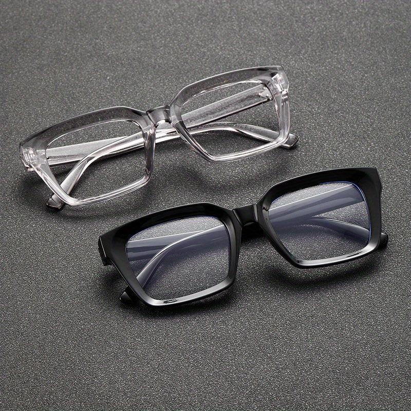Men's Square Frame Anti Light Glasses with Rice Studs