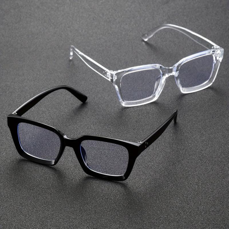 Men's Square Frame Anti Light Glasses with Rice Studs