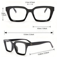 Men's Square Frame Anti Light Glasses with Rice Studs