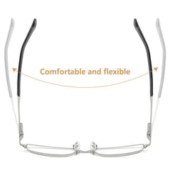 Men's Business Reading Glasses Half Rim Light Blocking High Metal Frame Eyewear