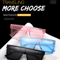 Vintage Flat Top Sunglasses Square Shades Gradient Sun Glasses