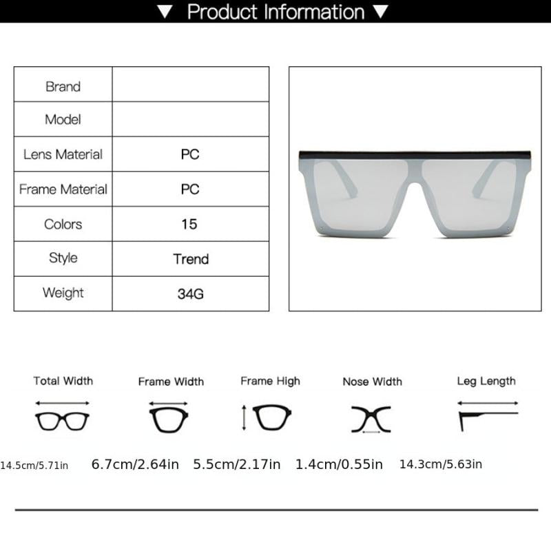 Vintage Flat Top Sunglasses Square Shades Gradient Sun Glasses