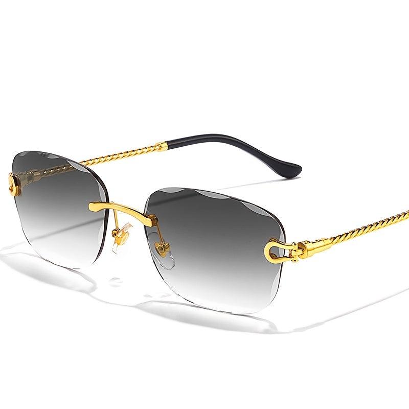 Wave Cutting Rimless Sunglasses Men Women UV400