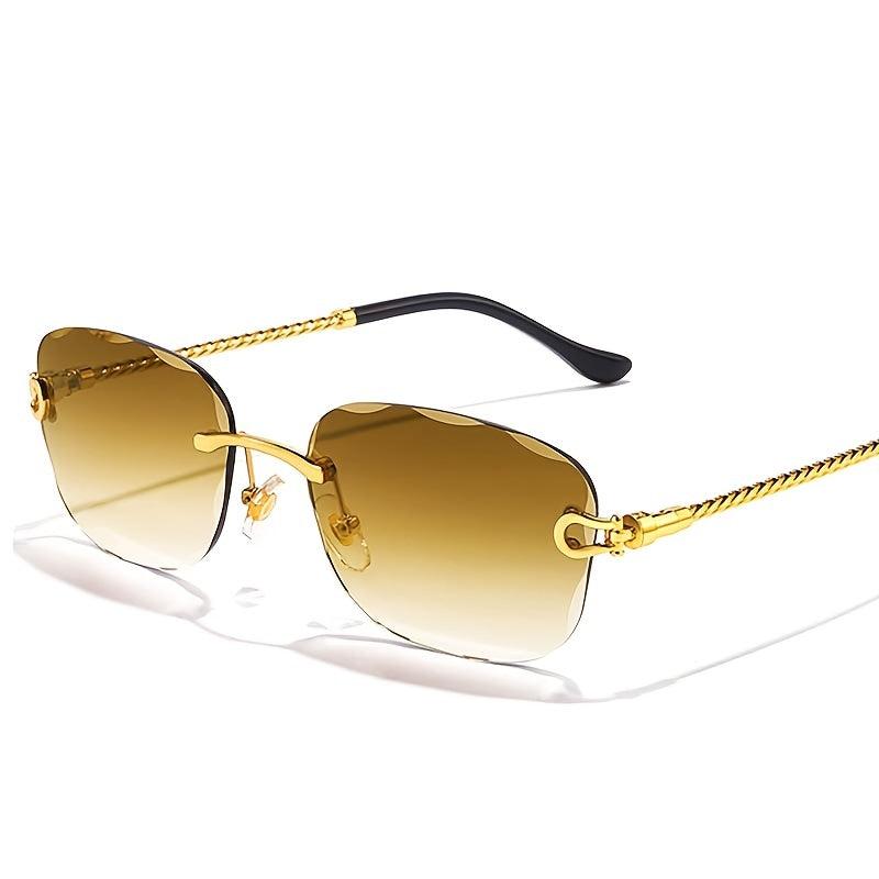 Wave Cutting Rimless Sunglasses Men Women UV400