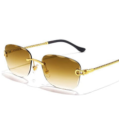 Wave Cutting Rimless Sunglasses Men Women UV400