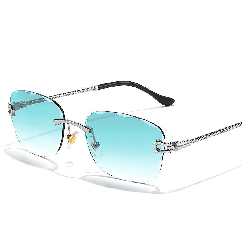 Wave Cutting Rimless Sunglasses Men Women UV400