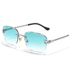Wave Cutting Rimless Sunglasses Men Women UV400