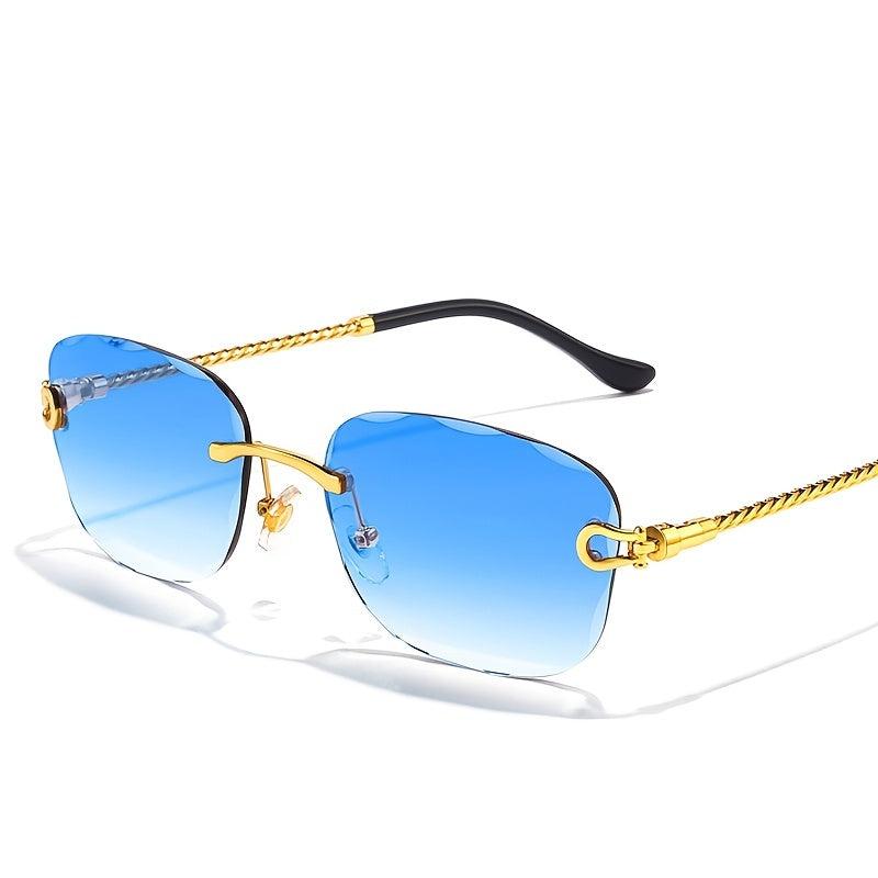 Wave Cutting Rimless Sunglasses Men Women UV400