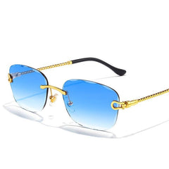 Wave Cutting Rimless Sunglasses Men Women UV400