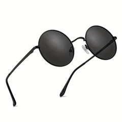 Retro Polarized Round Sunglasses Metal Frame UV400 Lens for Men