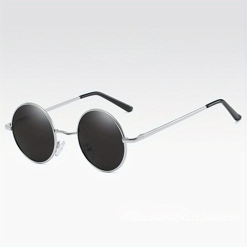 Retro Polarized Round Sunglasses Metal Frame UV400 Lens for Men