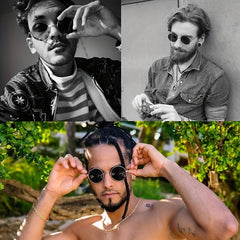 Retro Polarized Round Sunglasses Metal Frame UV400 Lens for Men