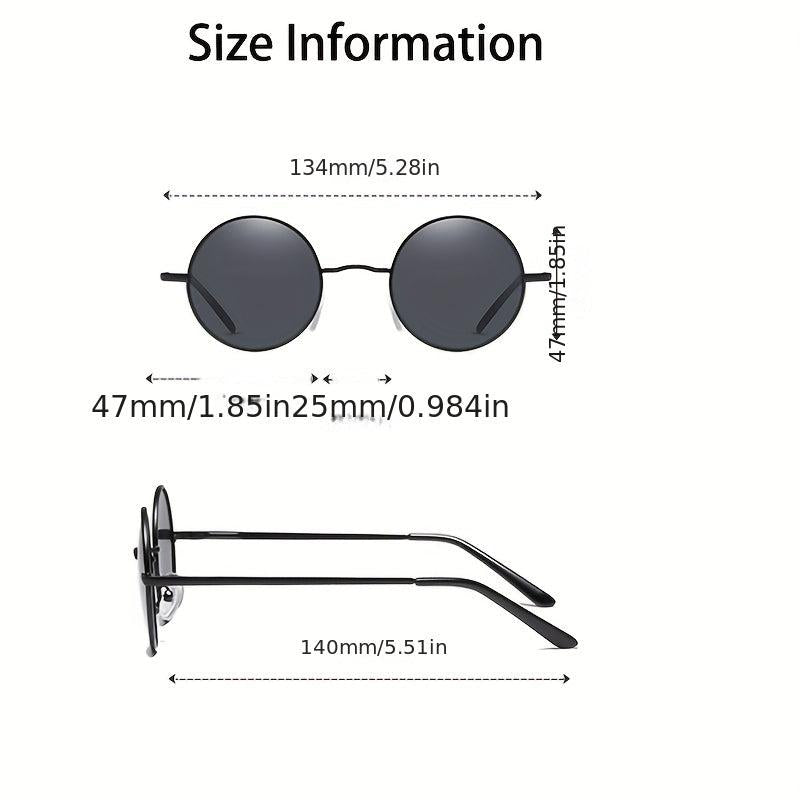 Retro Polarized Round Sunglasses Metal Frame UV400 Lens for Men
