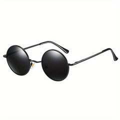 Retro Polarized Round Sunglasses Metal Frame UV400 Lens for Men