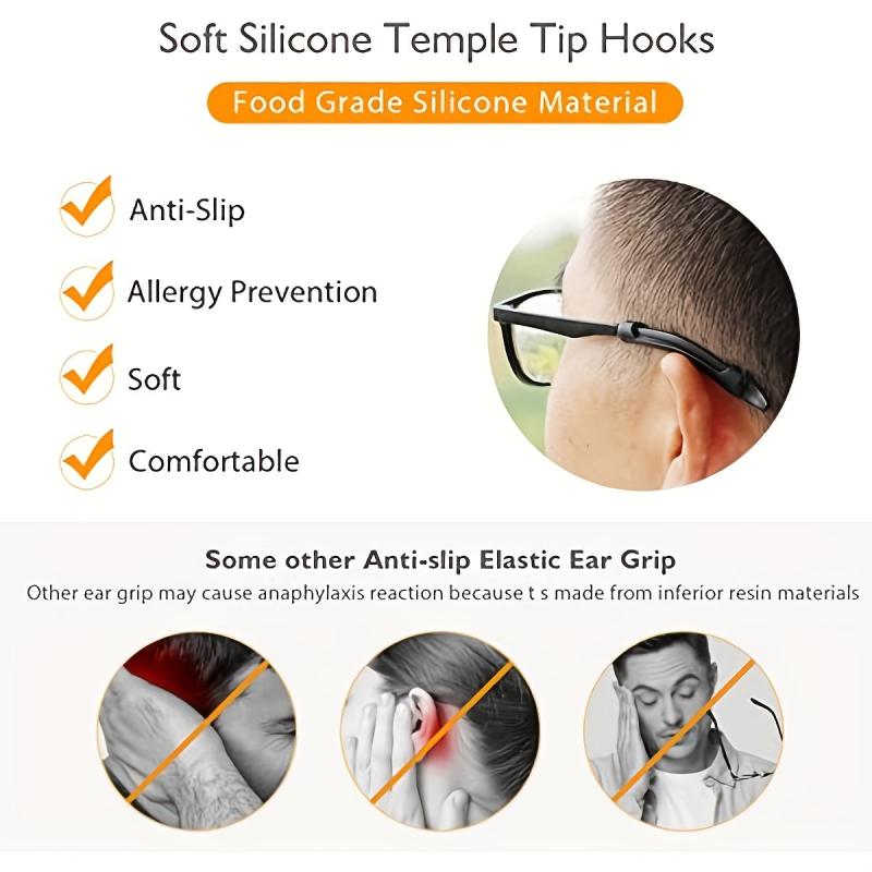 Silicone Eyeglasses Temple Tips Sleeve Retainer Anti Slip Elastic Comfort