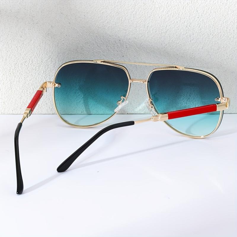 Men's Aviator PC Sunglasses Vintage Mixed Double Beam Glasses