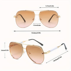 Men's Aviator PC Sunglasses Vintage Mixed Double Beam Glasses
