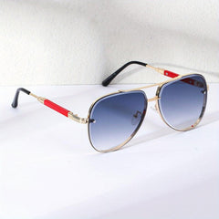 Men's Aviator PC Sunglasses Vintage Mixed Double Beam Glasses