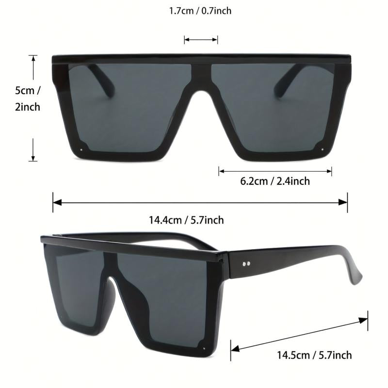 2 Pairs Square Frame Sunglasses Casual Eyewear With Case
