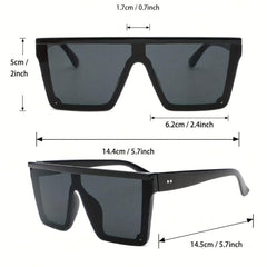 2 Pairs Square Frame Sunglasses Casual Eyewear With Case