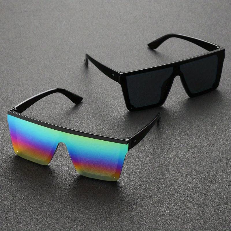 2 Pairs Square Frame Sunglasses Casual Eyewear With Case