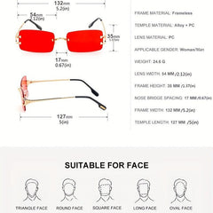 Rectangle Metal Sunglasses Men Vintage Square Shades Case Cloth