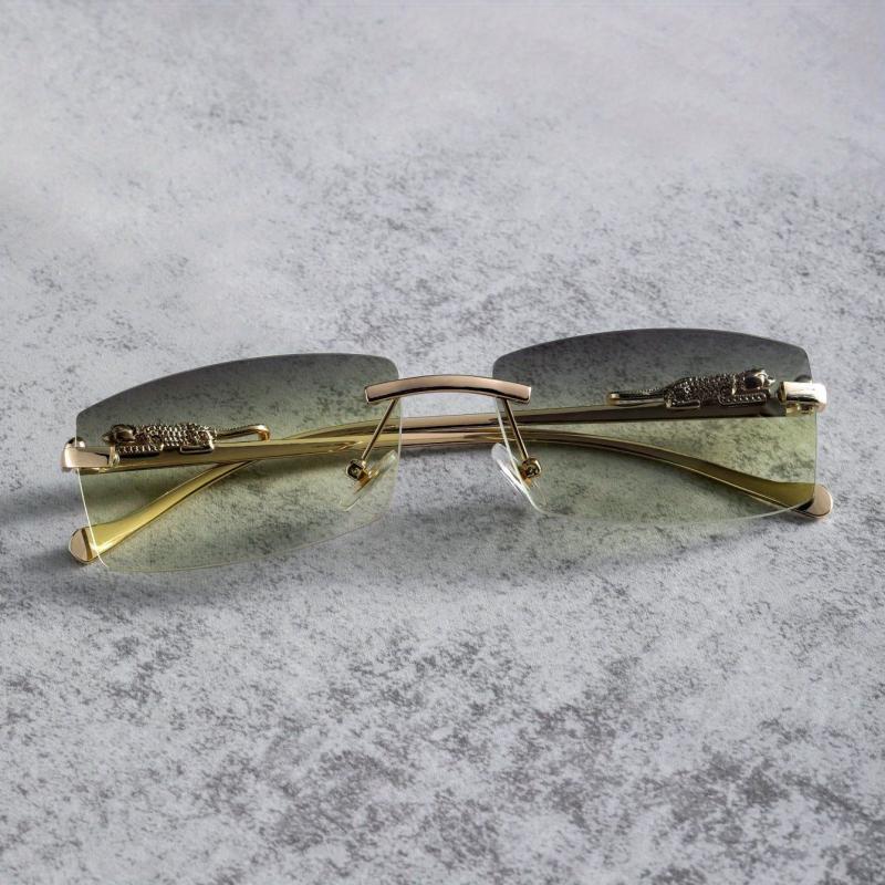Metal Rimless Men's Sunglasses Black Frame UV400