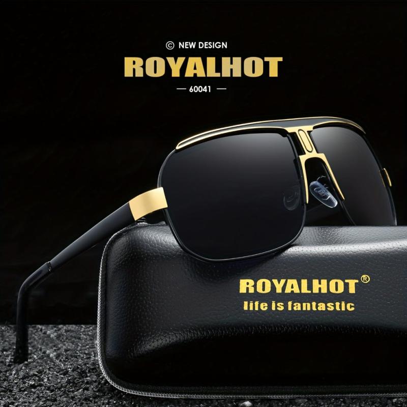RoyalHot Polarized Alloy Square Oversized Sunglasses Driving Sun Glasses