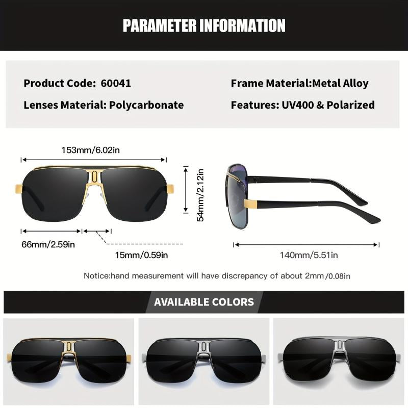 RoyalHot Polarized Alloy Square Oversized Sunglasses Driving Sun Glasses