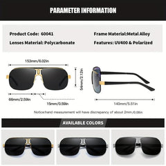 RoyalHot Polarized Alloy Square Oversized Sunglasses Driving Sun Glasses