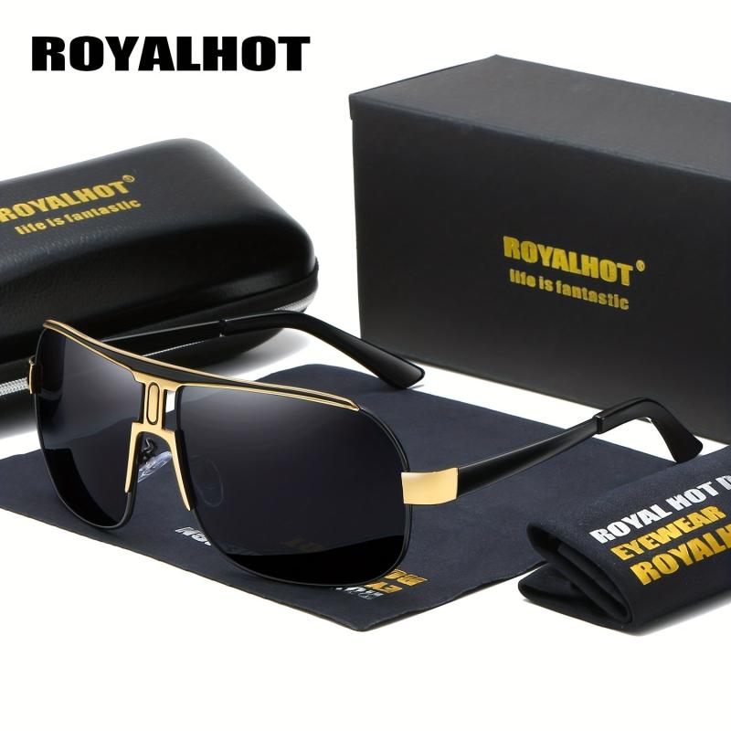RoyalHot Polarized Alloy Square Oversized Sunglasses Driving Sun Glasses