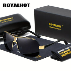 RoyalHot Polarized Alloy Square Oversized Sunglasses Driving Sun Glasses