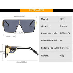 Large Frame Retro Metal Sunglasses for Men and Women